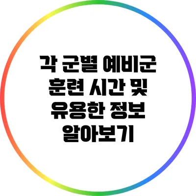 각 군별 예비군 훈련 시간 및 유용한 정보 알아보기