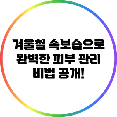 겨울철 속보습으로 완벽한 피부 관리 비법 공개!