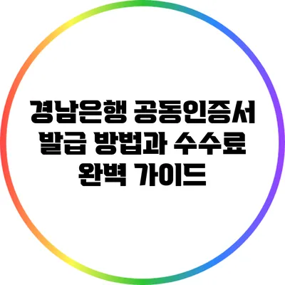 경남은행 공동인증서 발급 방법과 수수료 완벽 가이드