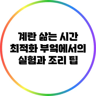 계란 삶는 시간 최적화: 부엌에서의 실험과 조리 팁