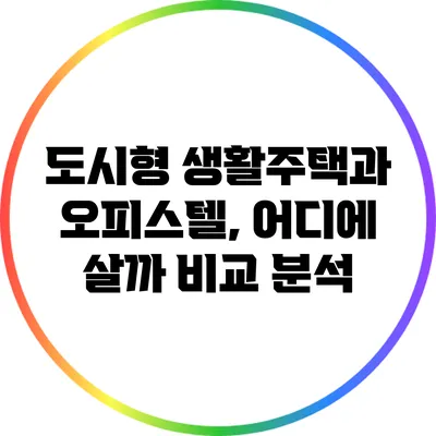 도시형 생활주택과 오피스텔, 어디에 살까? 비교 분석