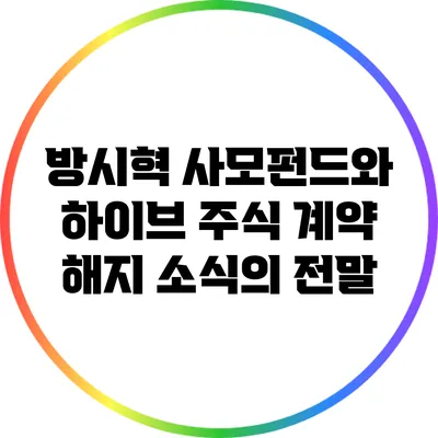 방시혁 사모펀드와 하이브 주식 계약 해지 소식의 전말