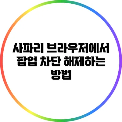 사파리 브라우저에서 팝업 차단 해제하는 방법
