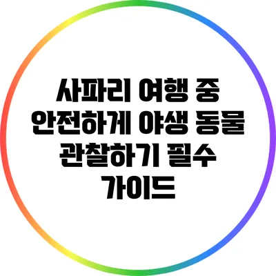 사파리 여행 중 안전하게 야생 동물 관찰하기: 필수 가이드