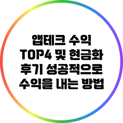 앱테크 수익 TOP4 및 현금화 후기: 성공적으로 수익을 내는 방법
