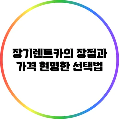 장기렌트카의 장점과 가격: 현명한 선택법