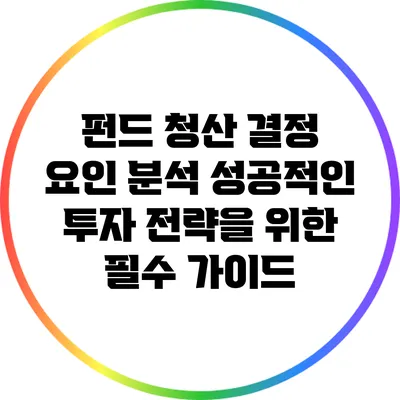 펀드 청산 결정 요인 분석: 성공적인 투자 전략을 위한 필수 가이드