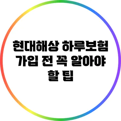 현대해상 하루보험 가입 전 꼭 알아야 할 팁