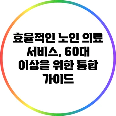 효율적인 노인 의료 서비스, 60대 이상을 위한 통합 가이드