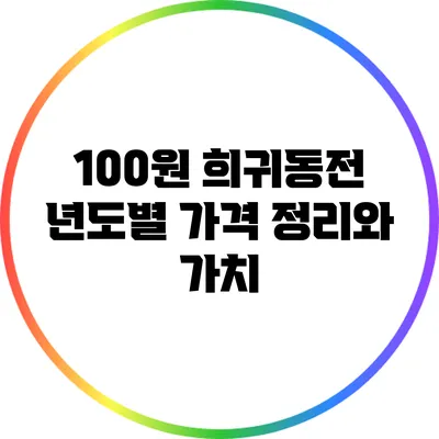 100원 희귀동전 년도별 가격 정리와 가치