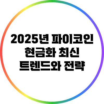 2025년 파이코인 현금화 최신 트렌드와 전략