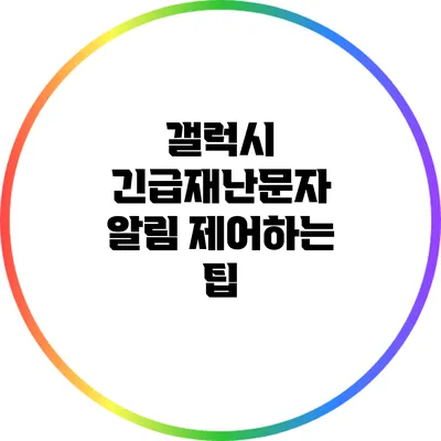 갤럭시 긴급재난문자 알림 제어하는 팁