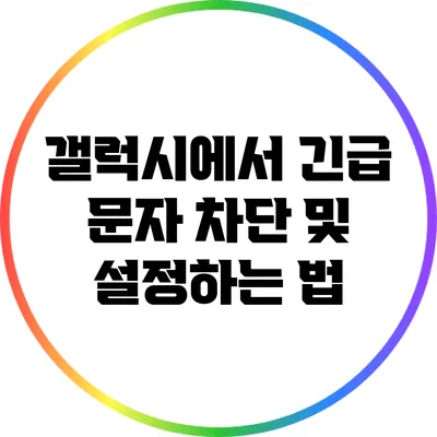 갤럭시에서 긴급 문자 차단 및 설정하는 법