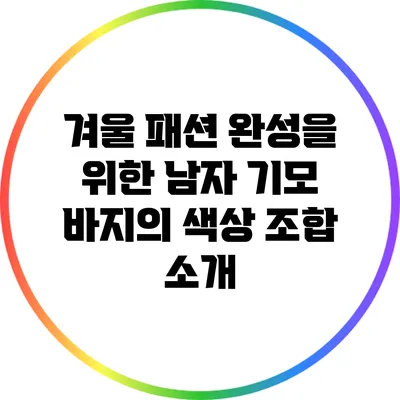 겨울 패션 완성을 위한 남자 기모 바지의 색상 조합 소개