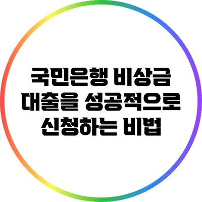 국민은행 비상금 대출을 성공적으로 신청하는 비법