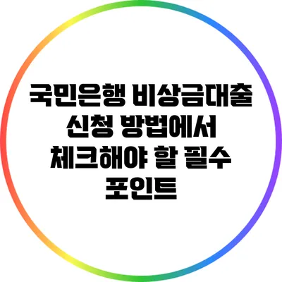 국민은행 비상금대출 신청 방법에서 체크해야 할 필수 포인트