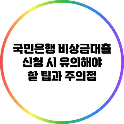 국민은행 비상금대출 신청 시 유의해야 할 팁과 주의점