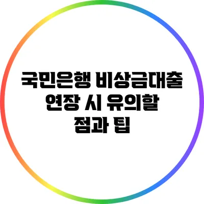 국민은행 비상금대출 연장 시 유의할 점과 팁