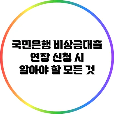 국민은행 비상금대출 연장 신청 시 알아야 할 모든 것