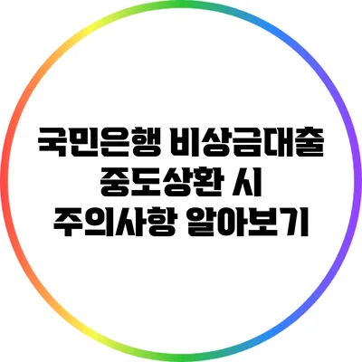 국민은행 비상금대출 중도상환 시 주의사항 알아보기