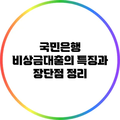 국민은행 비상금대출의 특징과 장단점 정리