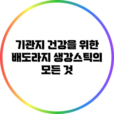 기관지 건강을 위한 배도라지 생강스틱의 모든 것