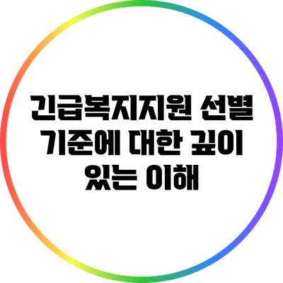 긴급복지지원 선별 기준에 대한 깊이 있는 이해
