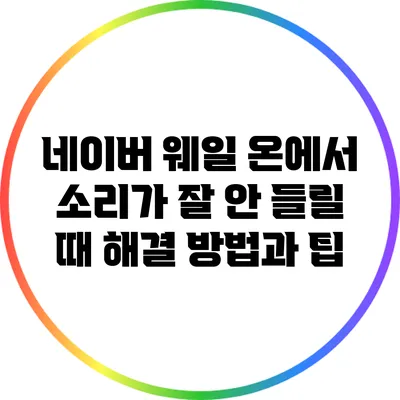 네이버 웨일 온에서 소리가 잘 안 들릴 때 해결 방법과 팁