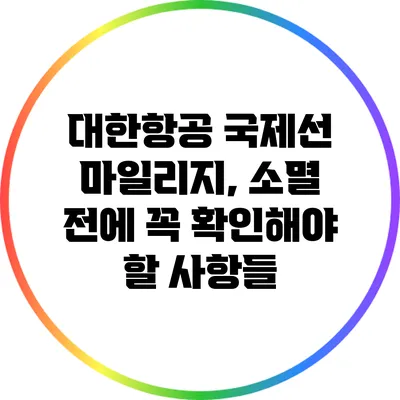 대한항공 국제선 마일리지, 소멸 전에 꼭 확인해야 할 사항들