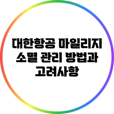 대한항공 마일리지 소멸 관리 방법과 고려사항