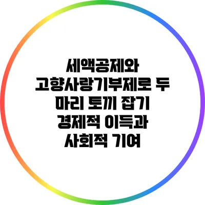 세액공제와 고향사랑기부제로 두 마리 토끼 잡기: 경제적 이득과 사회적 기여