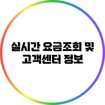 실시간 요금조회 및 고객센터 정보
