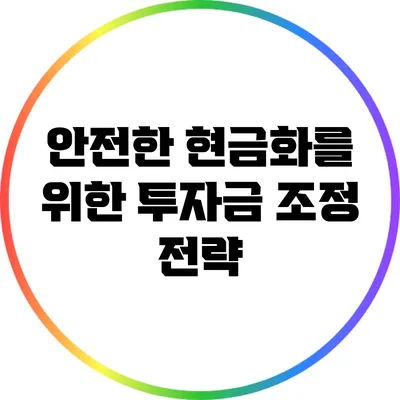 안전한 현금화를 위한 투자금 조정 전략