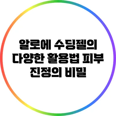 알로에 수딩젤의 다양한 활용법: 피부 진정의 비밀