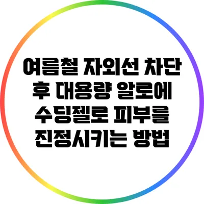 여름철 자외선 차단 후 대용량 알로에 수딩젤로 피부를 진정시키는 방법