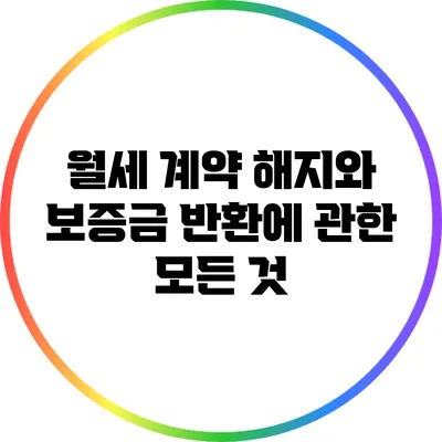 월세 계약 해지와 보증금 반환에 관한 모든 것