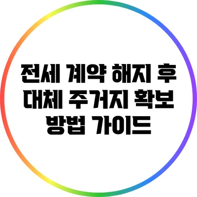 전세 계약 해지 후 대체 주거지 확보 방법 가이드