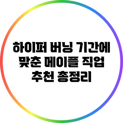 하이퍼 버닝 기간에 맞춘 메이플 직업 추천 총정리