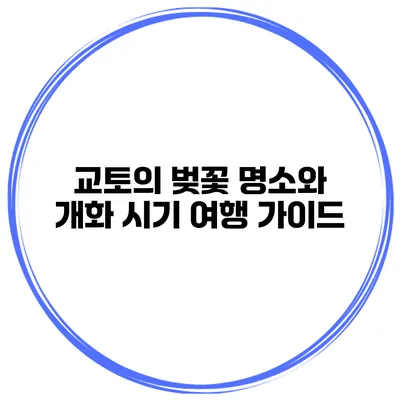 교토의 벚꽃 명소와 개화 시기 여행 가이드