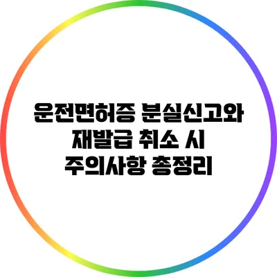 운전면허증 분실신고와 재발급 취소 시 주의사항 총정리