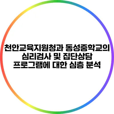 천안교육지원청과 동성중학교의 심리검사 및 집단상담 프로그램에 대한 심층 분석